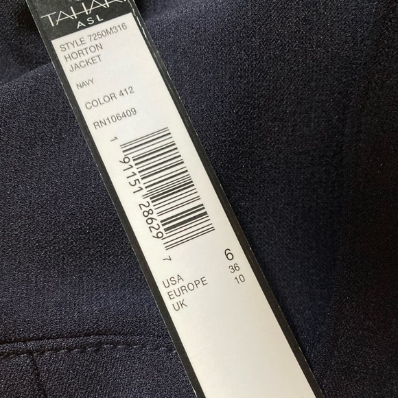 Tahari ASL Horton Open Front Blazer Jacket NWT Ruffle Sleeves in Navy Blue - Picture 8 of 11